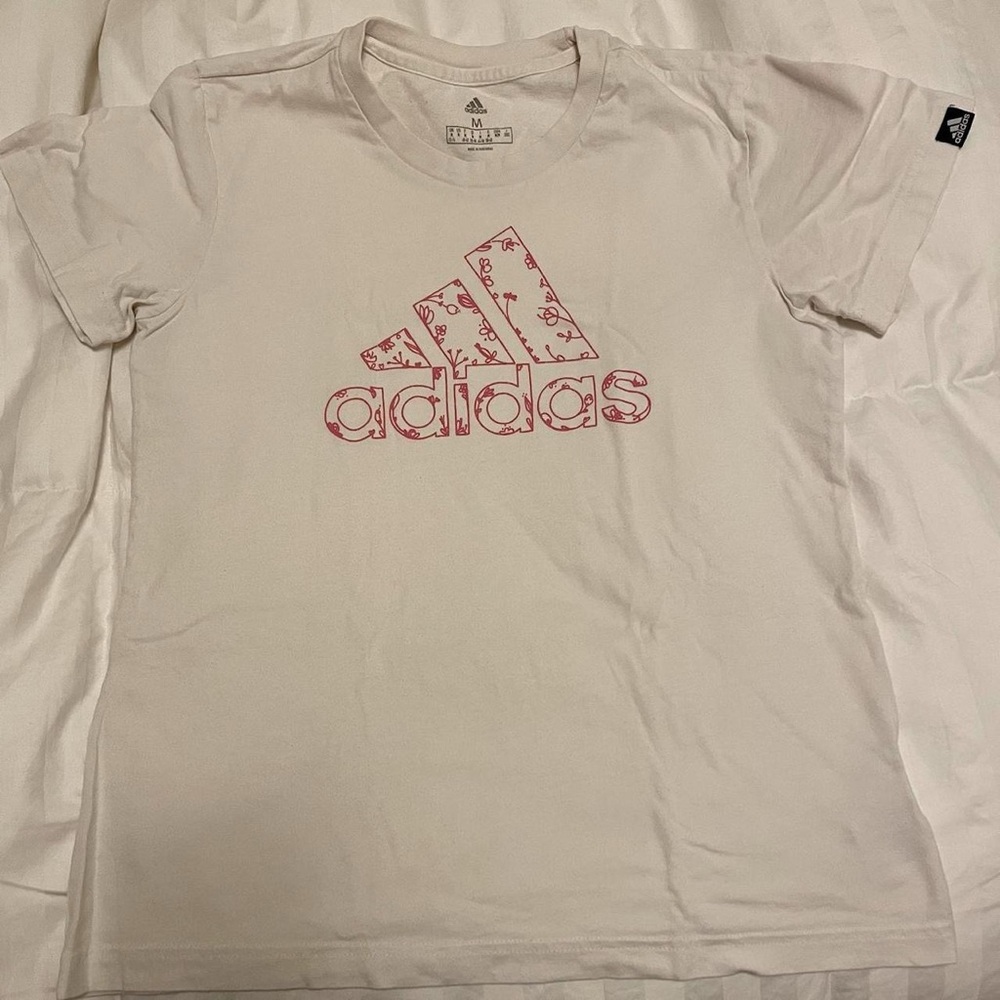 Adidas Tee with Pink floral Logo